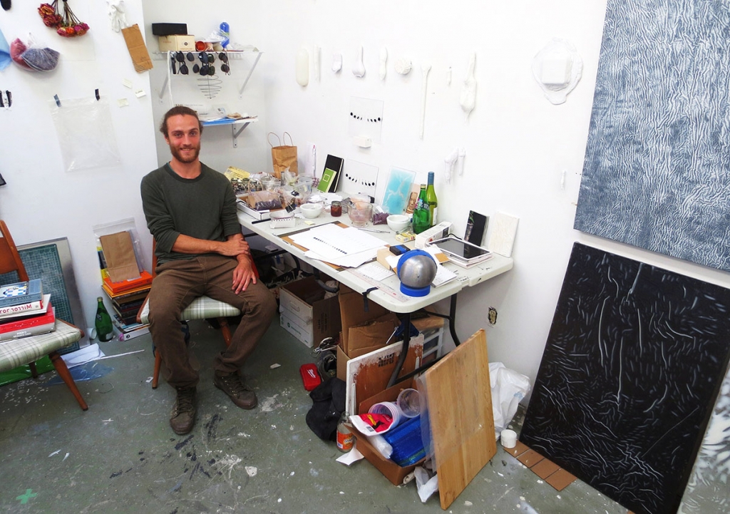 Toronto artist Callum Schuster in his Niagara Street studio, July 2014.