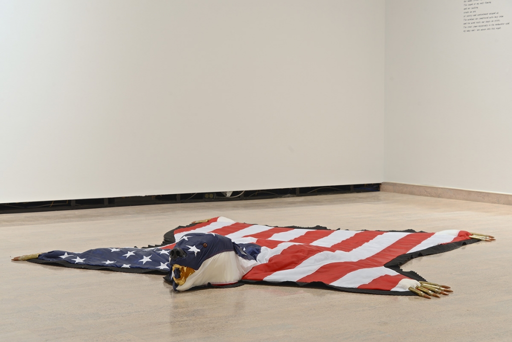 Nicholas Galanin: The American Dream is Alive and Well (2012). Installation view in The Fifth World at the Mendel Art Gallery, Saskatoon.
