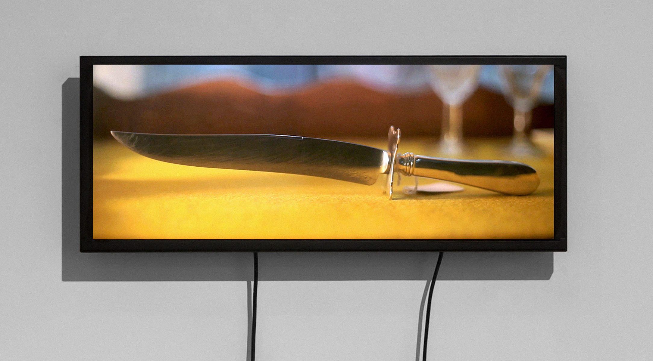 Owen Kydd: Knife (J.G.), 2012. Video on panoramic display.